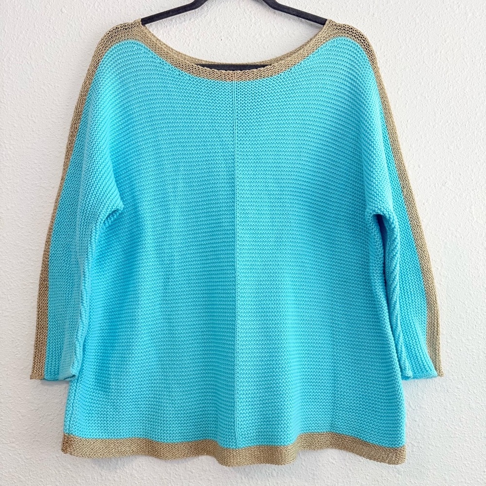 Lilly Pulitzer Turquoise and Gold Sweater - Picture 2 of 9